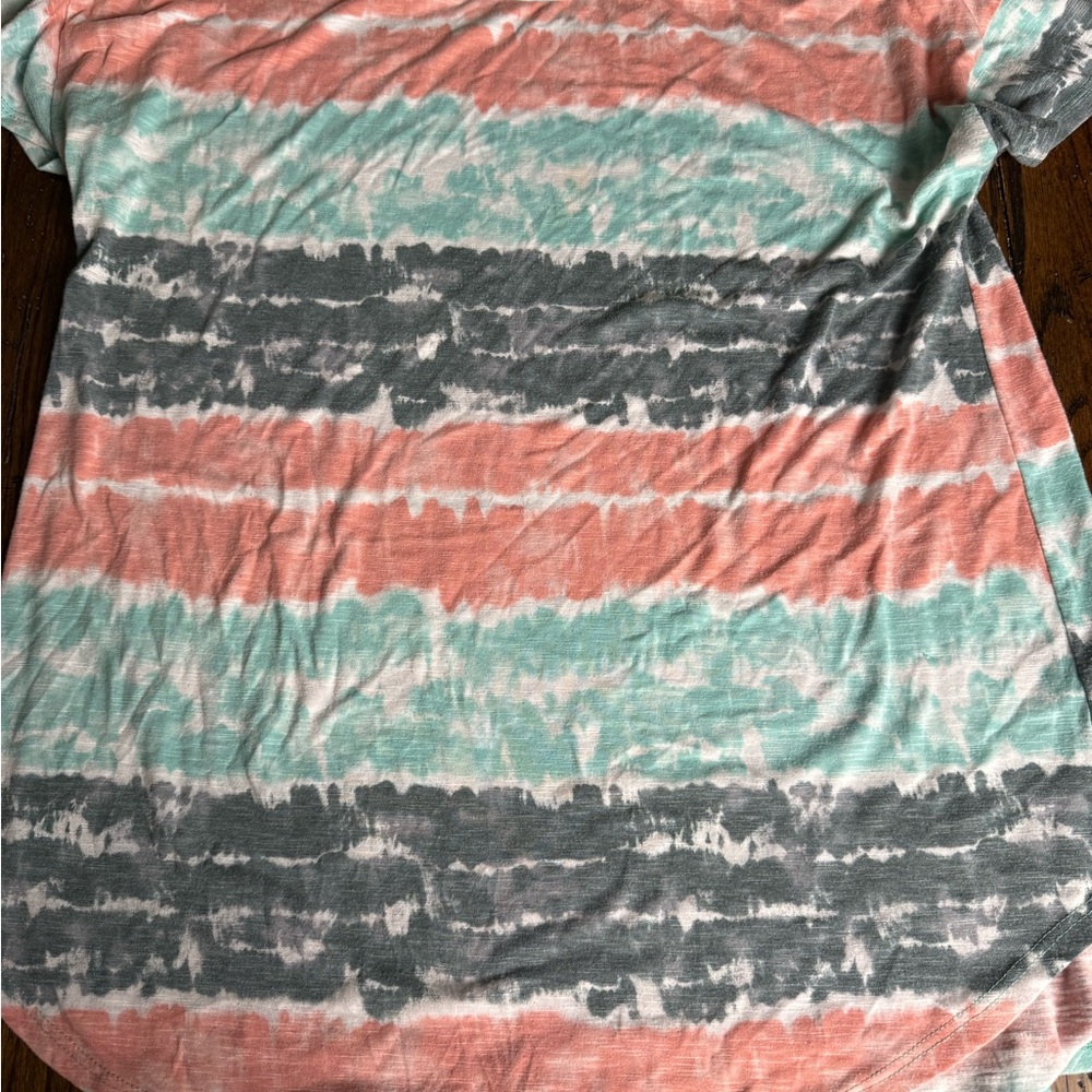 Honeyme Striped Tie-Dye‎ T-Shirt L
